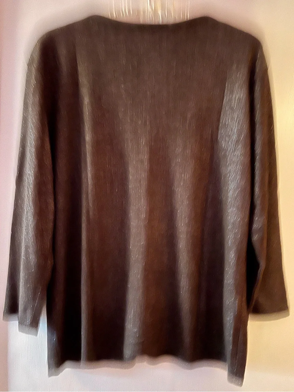 Talbots Metallic Shimmer Dark Chocolate Brown V-Neck Button Cardigan Vintage - Picture 5 of 9